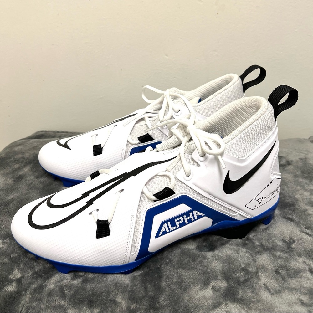 Nike Alpha Menace Pro 3 Football Men's Cleats White/Blue Size 13 NWOT CT6649-101